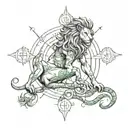 tatoo mixing the astrological signs of Leo, Scorpio, Aquarius and Gemini tattoo design idea