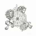 tatoo mixing the astrological signs of Leo, Scorpio, Aquarius and Gemini tattoo design idea