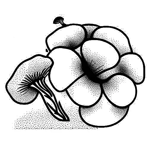 flower bouquet with mushroom tattoo design idea