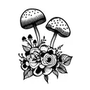 flower bouquet with mushroom tattoo design idea