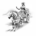 epic Greek chariot race with two horses tattoo design idea