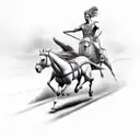 epic Greek chariot race with two horses tattoo design idea
