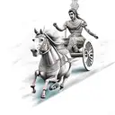 epic Greek chariot race with two horses tattoo design idea