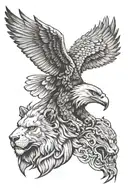Eagle, Lion, and a Wolf head  tattoo design idea