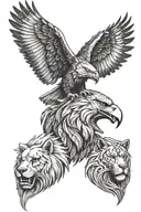 Eagle, Lion, and a Wolf head  tattoo design idea