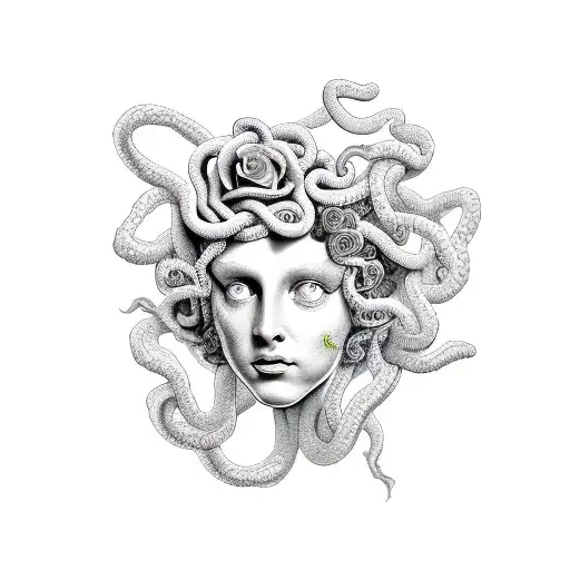 Medusa with rose  tattoo design idea