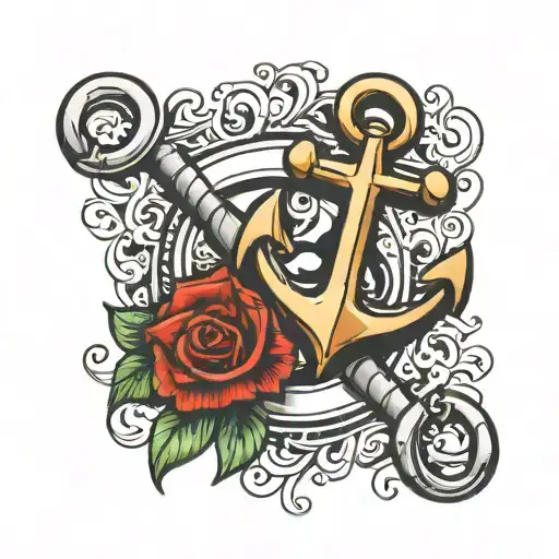 anchor son daughter wedding ring tattoo design idea