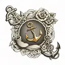 anchor son daughter wedding ring tattoo design idea