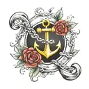 anchor son daughter wedding ring tattoo design idea