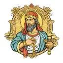 san judas tadeo standing praying with a rosary in his hands crying looking up tattoo design idea