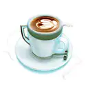 A steaming cup of coffee with a customer service headset wrapped around it tattoo design idea