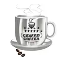 A steaming cup of coffee with a customer service headset wrapped around it tattoo design idea