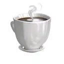 A steaming cup of coffee with a customer service headset wrapped around it tattoo design idea