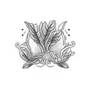 An intricate coffee plant intertwined with famous landmarks tattoo design idea