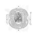 An intricate coffee plant intertwined with famous landmarks tattoo design idea