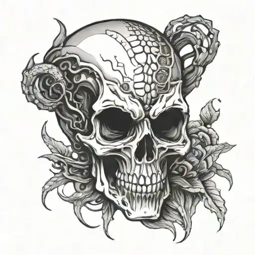 alien skull tattoo design idea
