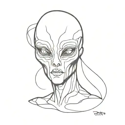Alien silhouette face tattoo design idea