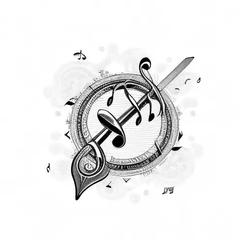 sword wrapped in music notes  tattoo design idea