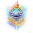 dragon breathing rainbow fire flowers  tattoo design idea