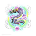 dragon breathing rainbow fire flowers  tattoo design idea