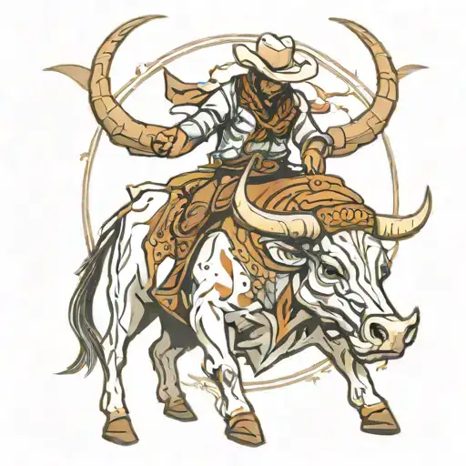 longhorn Bull Rider tattoo design idea