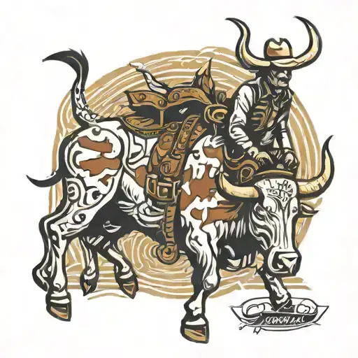 longhorn Bull Rider tattoo design idea
