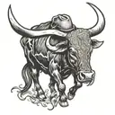 longhorn Bull Rider tattoo design idea