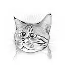 orange cat in a box with head peeping out, slanted angle tattoo design idea