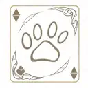 A playing card symbol combined with a paw print in a minimalist style tattoo design idea