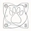 A playing card symbol combined with a paw print in a minimalist style tattoo design idea