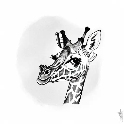 pinup giraffe doing the dishes tattoo design idea