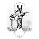 pinup giraffe doing the dishes tattoo design idea