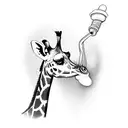pinup giraffe doing the dishes tattoo design idea