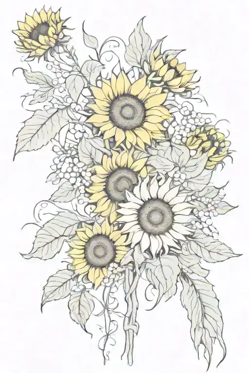 skinny vines with sunflowers wrapped tattoo design idea