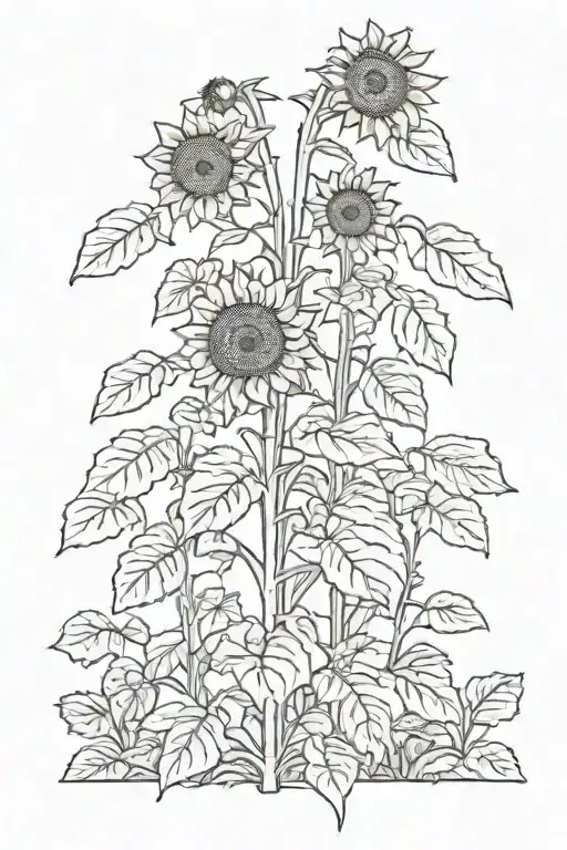 skinny vines sunflower growing tattoo design idea