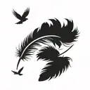 feather with birds flying away tattoo design idea