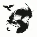 feather with birds flying away tattoo design idea