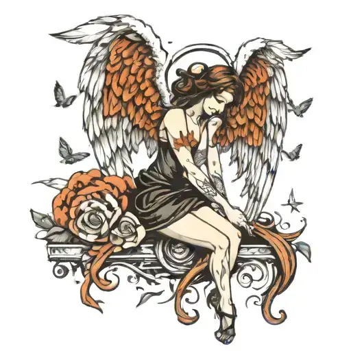 fallen angel famous photo tattoo design idea