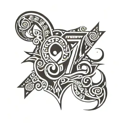 Tribal of the number 17, which depicts the numbers 29,19,29 tattoo design idea