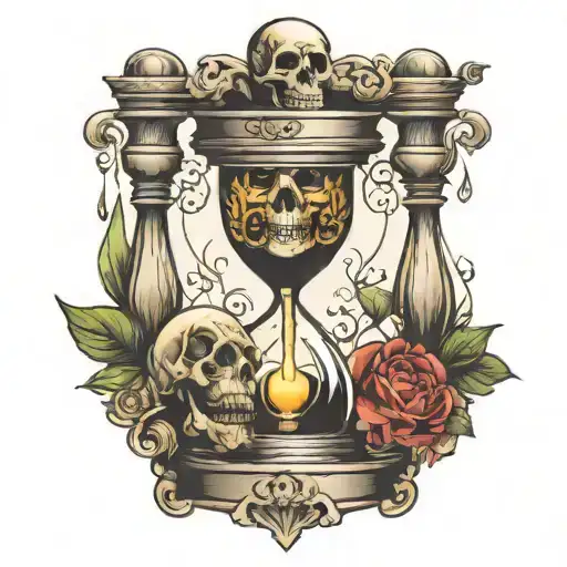 hour glass, skull and candlestick tattoo design idea