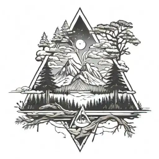 Make a couples fine line tattoo enjoy outdoors in woodlands and mountain areas.  In a triangle tattoo design idea