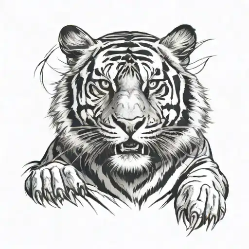 Tiger front tattoo design idea