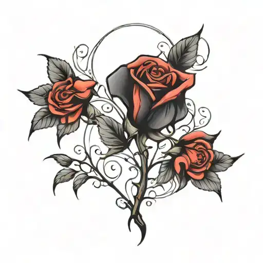 Black and red rose tattoo design idea