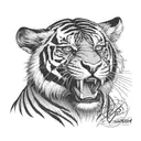 Tiger front tattoo design idea