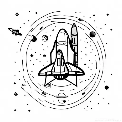 space shuttle with B.M.O. from Adventure Time tattoo design idea