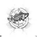 Mechanic's wrench transforming into a fish tattoo design idea