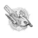 Mechanic's wrench transforming into a fish tattoo design idea