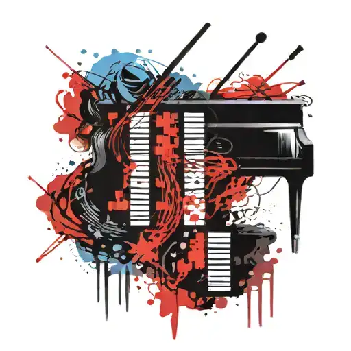 piano keys and crossword turned, blue in black tattoo design idea