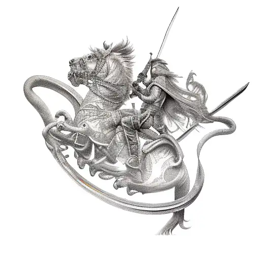 two cavalry swords tattoo design idea