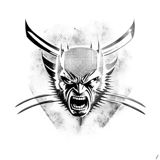 Black Ink Cartoon Wolverine Tattoo Design For Leg By Zakknoir